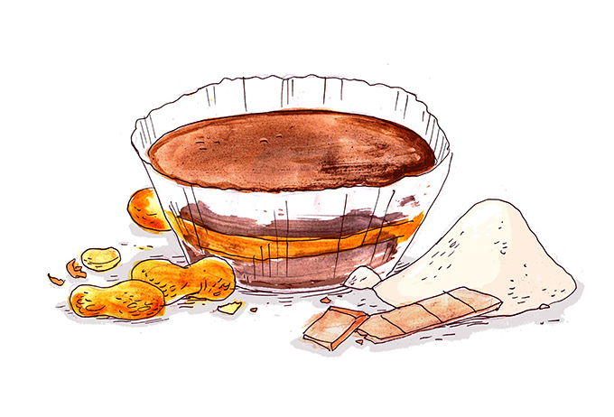 4-Zutaten Schokoladen-Erdnussbutter-Taler von Knabberkult.de // Zeichnung von Jolott – johanneslott.com